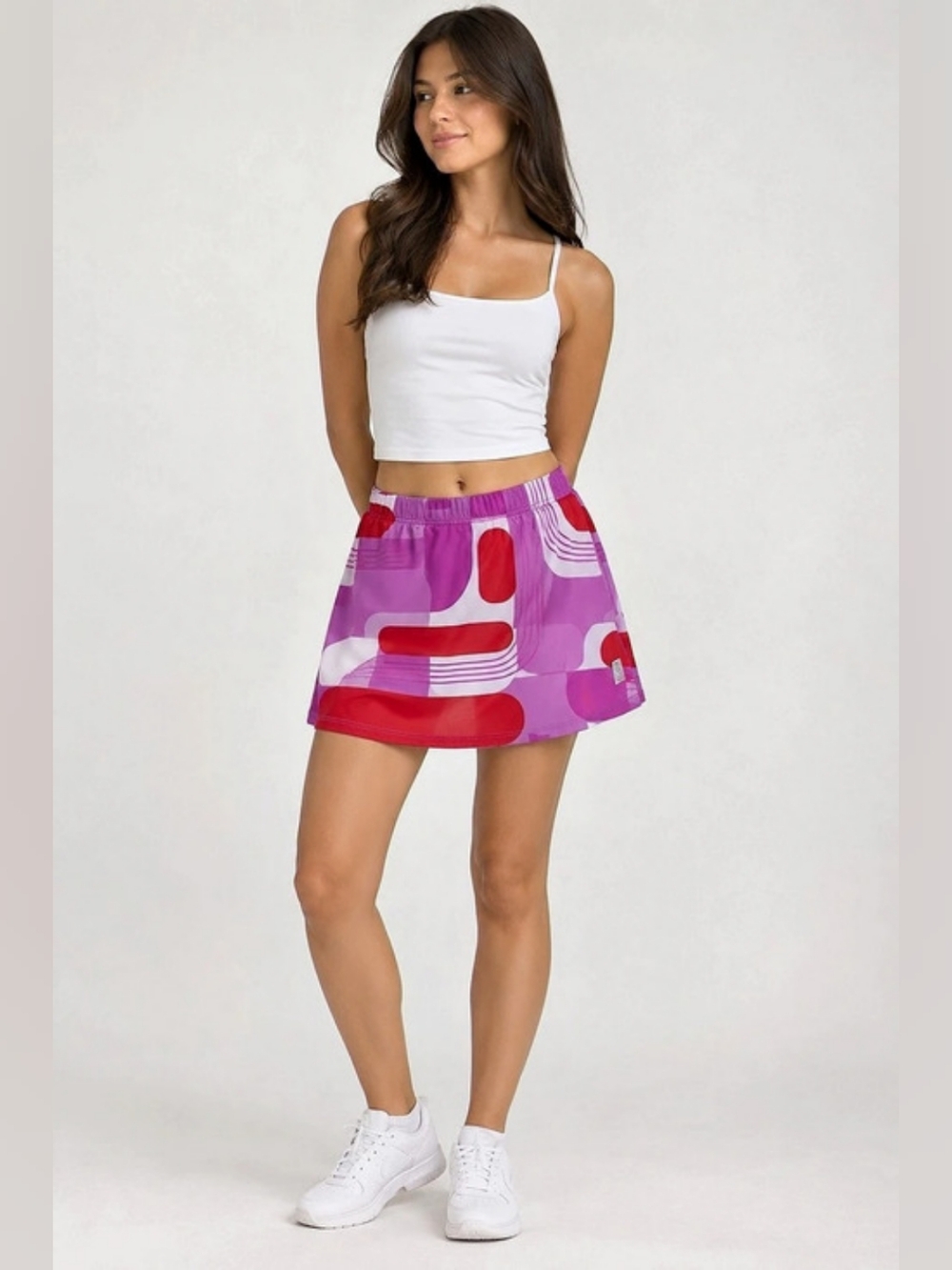 Vtg Nike Purple Red Geometric Skort Skirt Built-in Shorts Youth Size L (12-14)